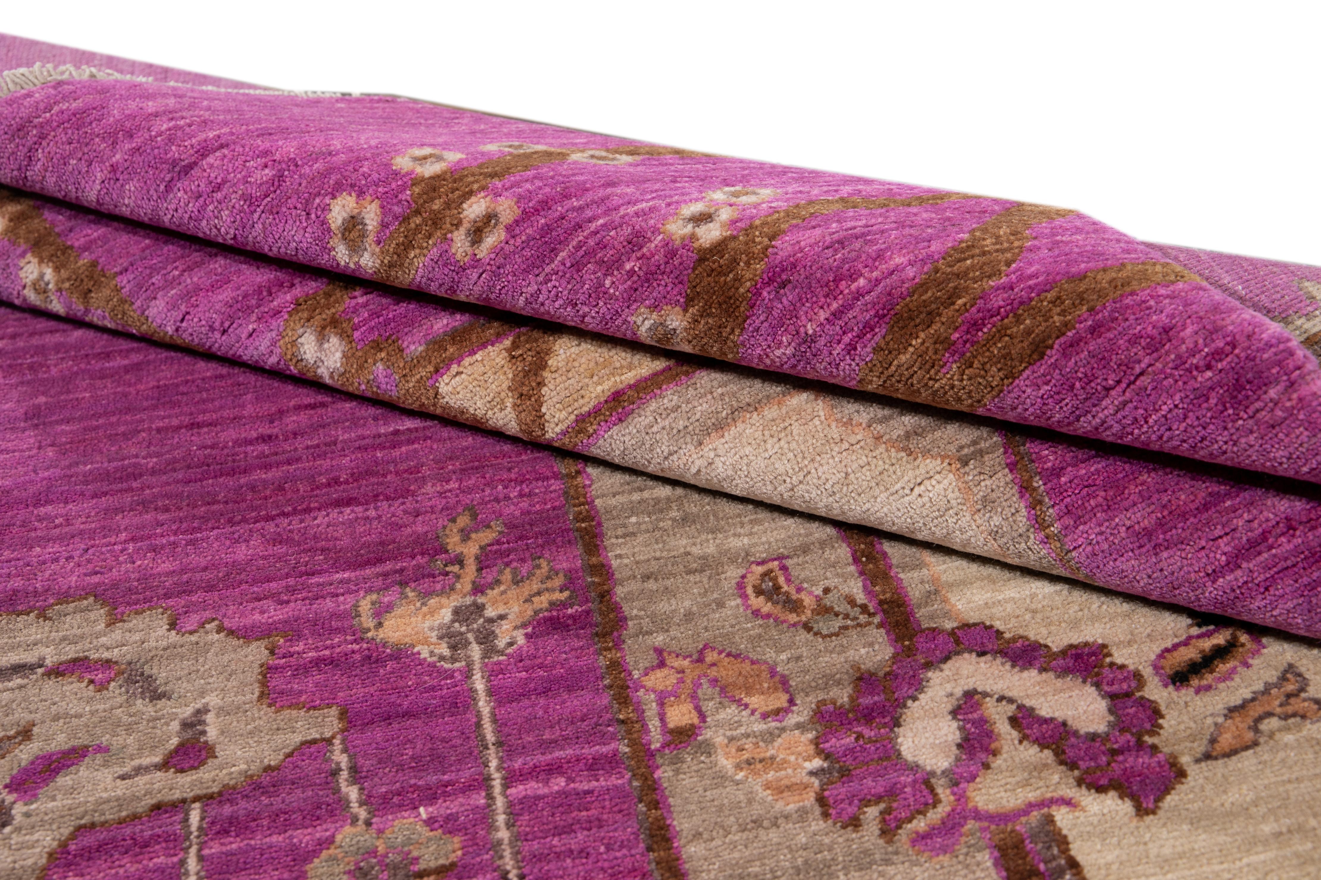New Purple Modern Khotan Wool Rug For Sale 6