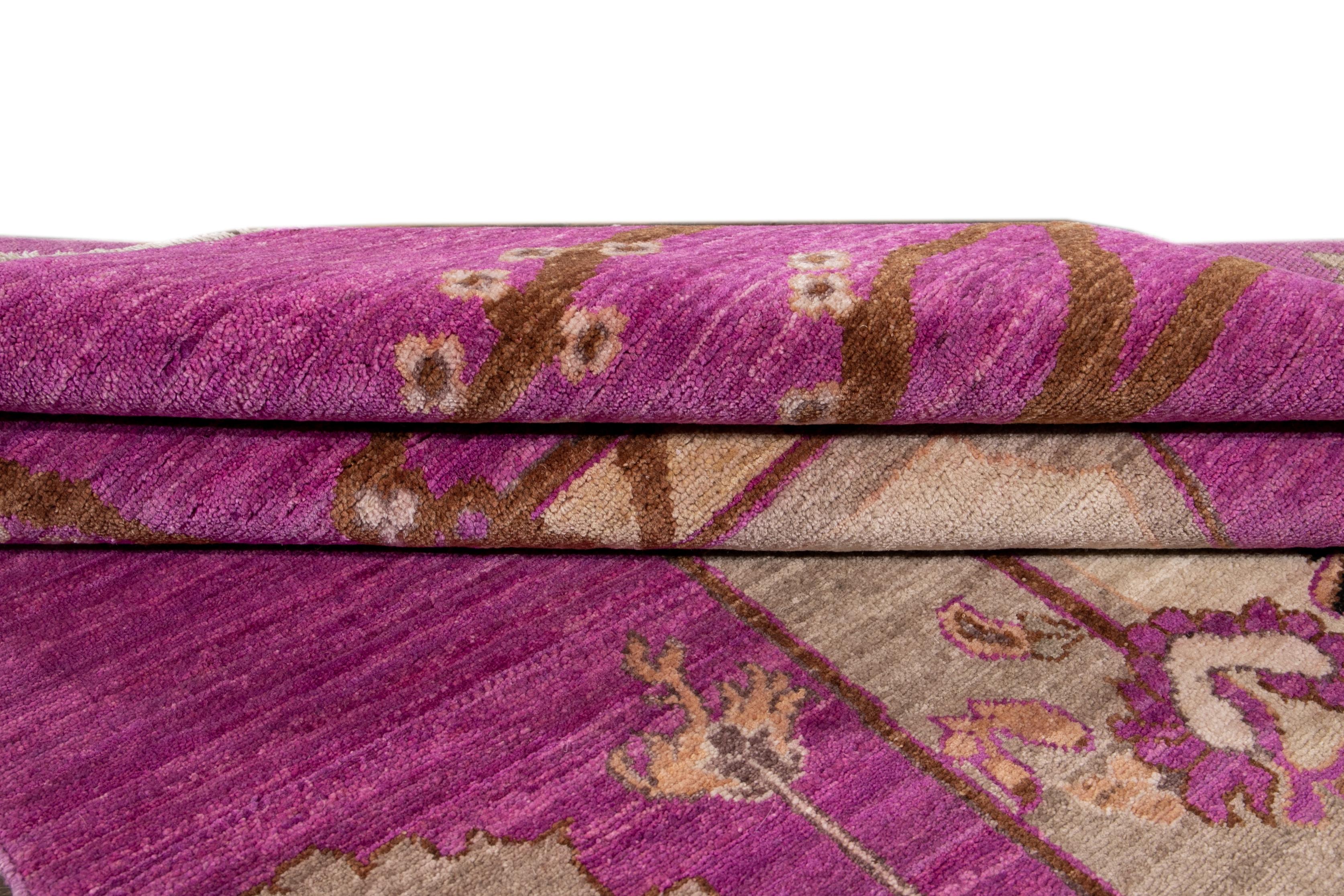 New Purple Modern Khotan Wool Rug For Sale 1