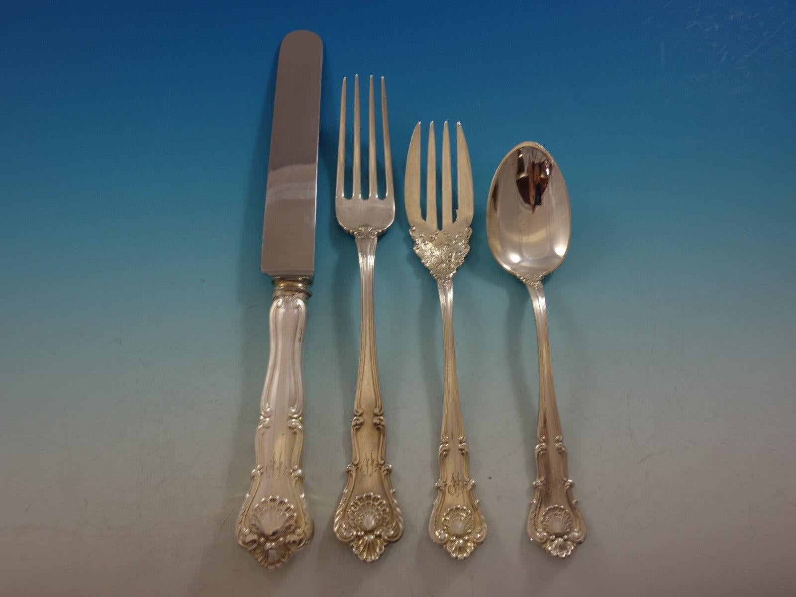 New Queens by Durgin Sterling Silver Flatware Set Service 100 Pieces 