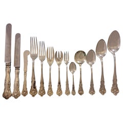 New Queens by Durgin Sterling Silver Flatware Set Service 100 Pieces "W" Mono