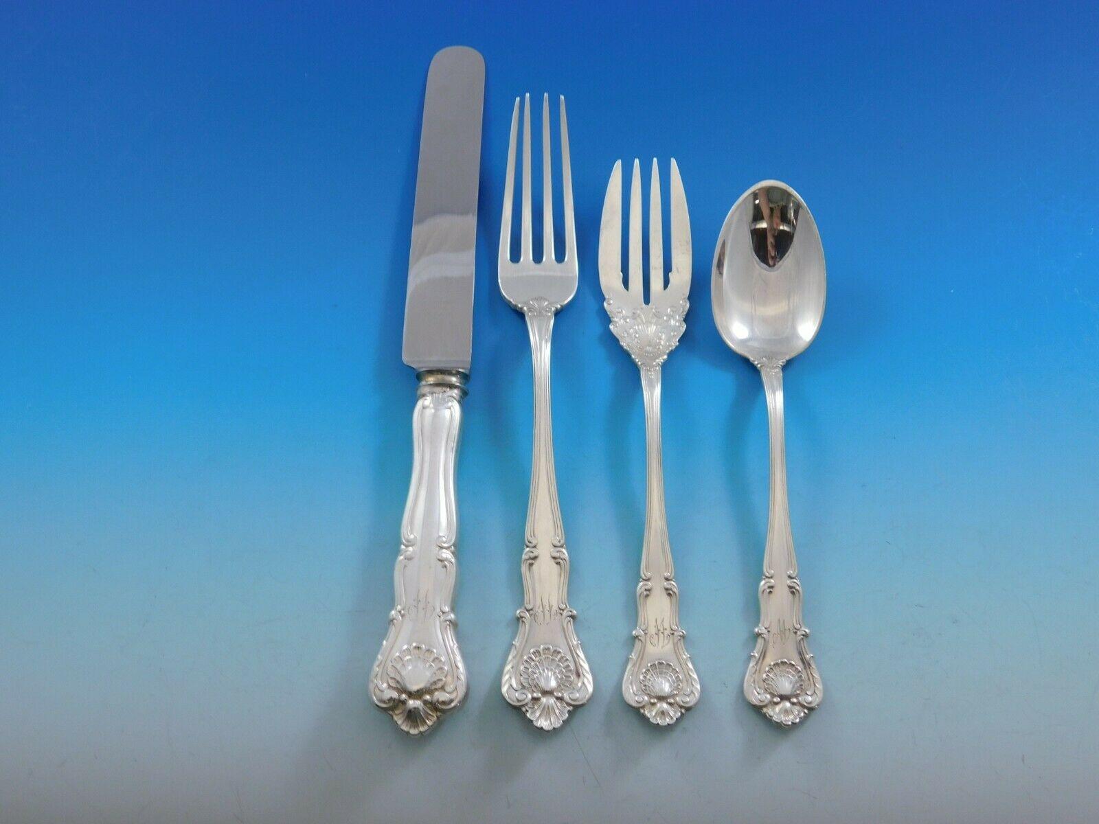 New Queens by Durgin Sterling Silver Flatware Set Service 96 Pcs 