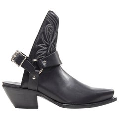 nouveau R13 cuir noir western cut out open back harness buckle cowboy boots EU37