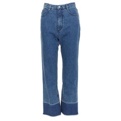new RACHEL COMEY blue indigo denim conttrast frayed hem straight leg jeans US4