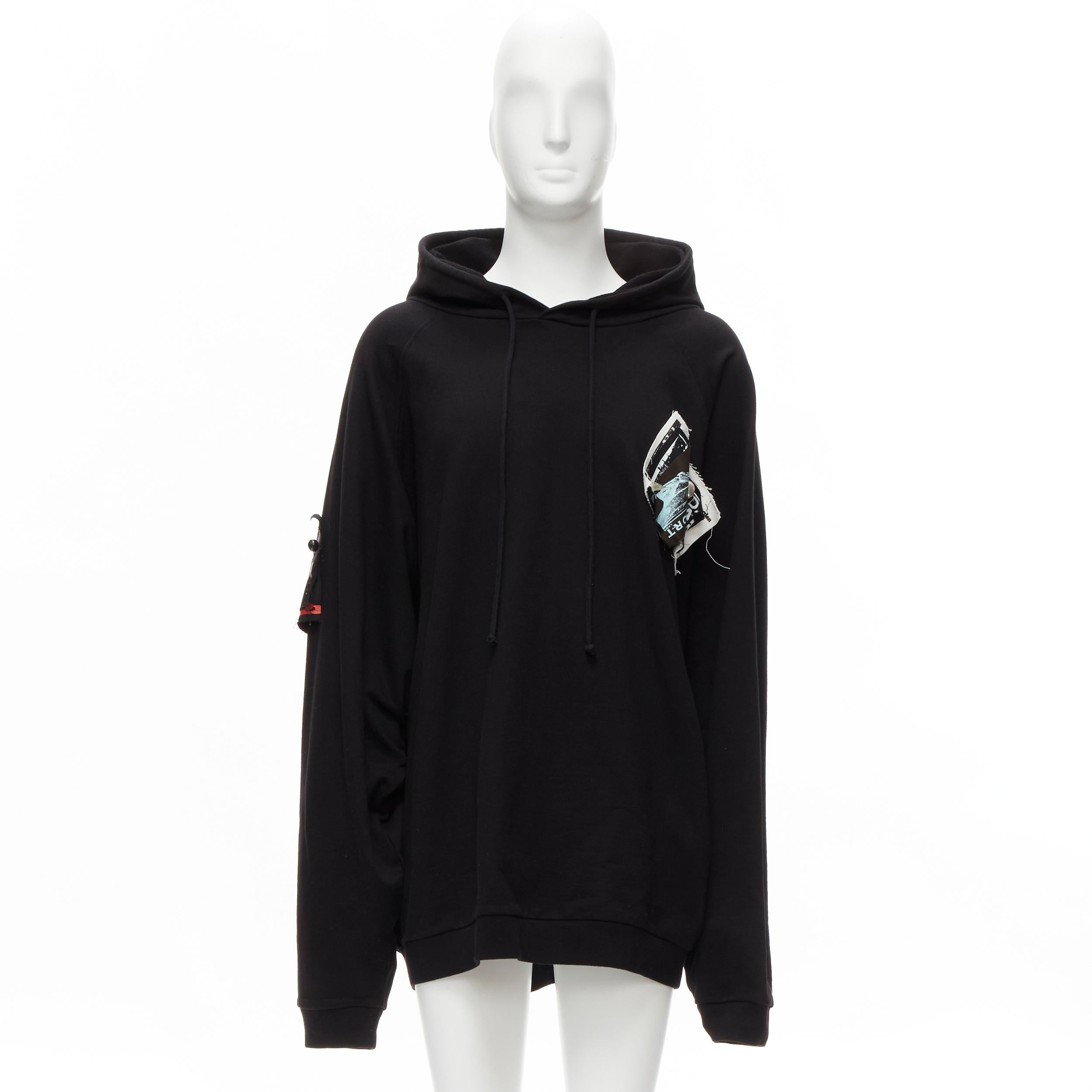 new RAF SIMONS 2020 Support Labs  pearl pin brooch patchwork oversized hoodie  6