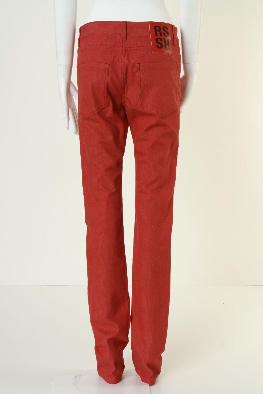 new RAF SIMONS Runway SS15 red RS brand patch straight denim jeans pants 31