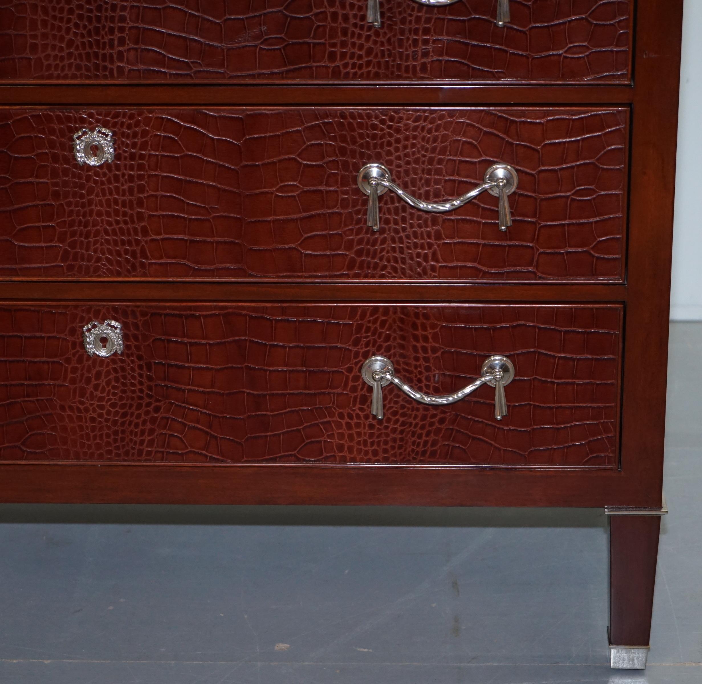 Ralph Lauren Brook Street Chest of Drawers Brown Alligator Leather 1