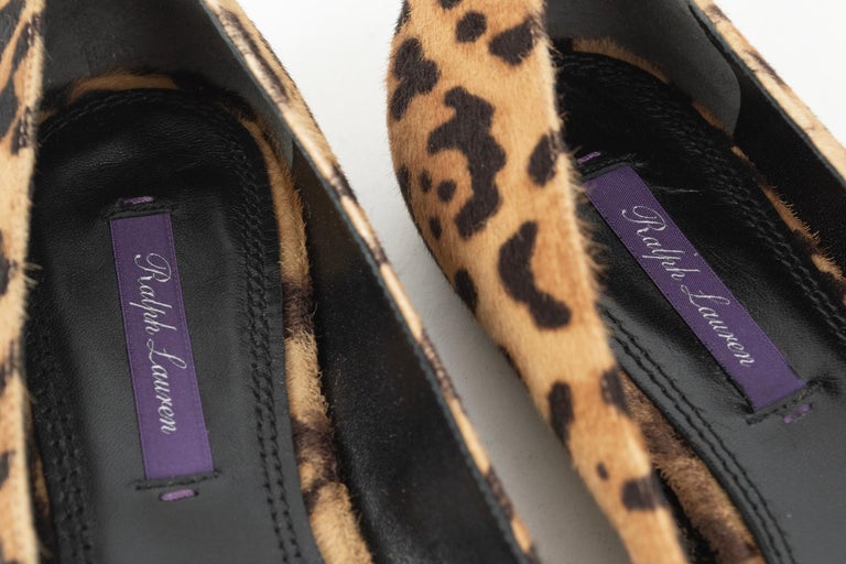 New Ralph Lauren Purple Label Rina Leopard Calf Hair Ballet  display picture 3