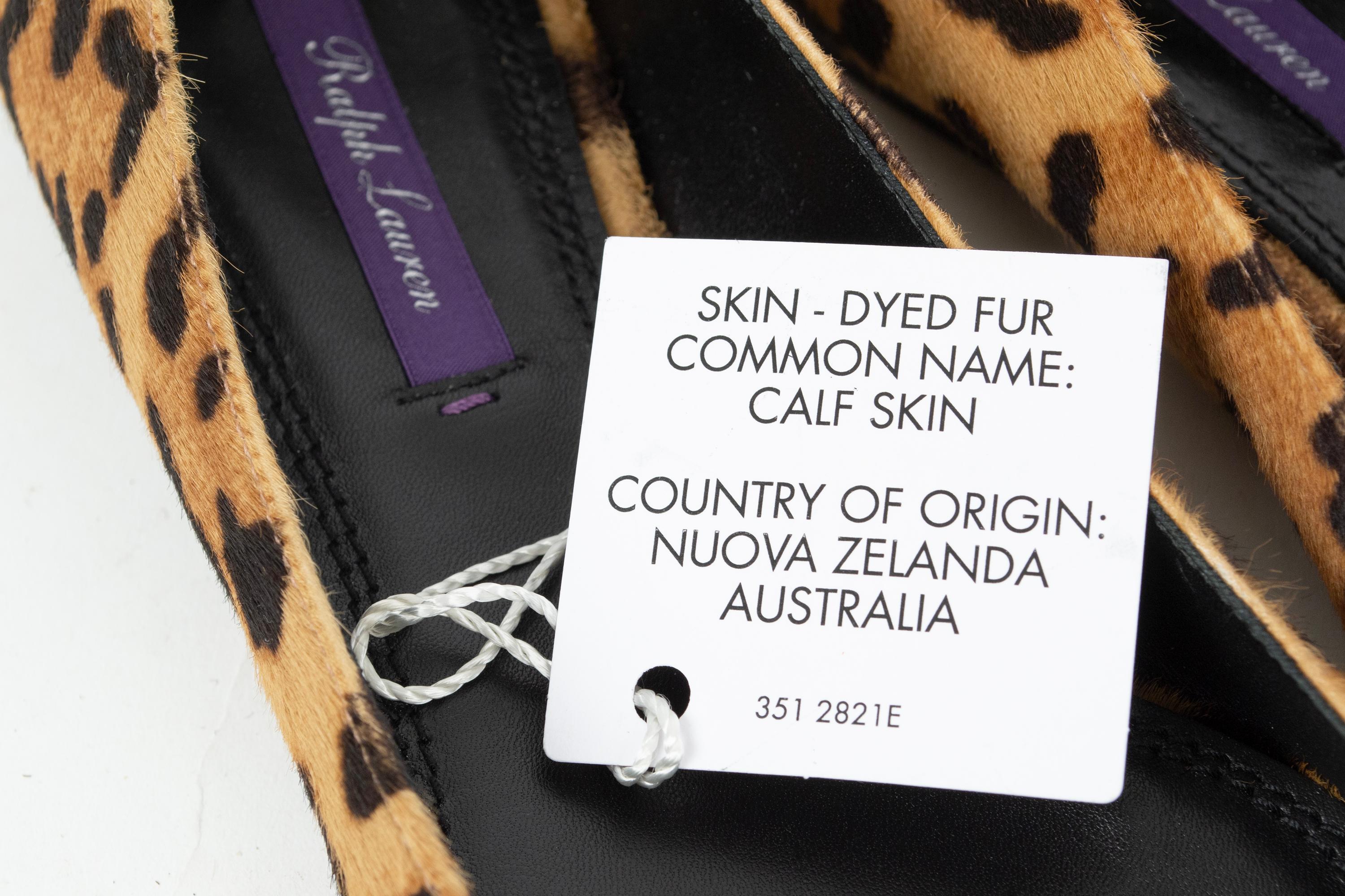 New Ralph Lauren Purple Label Leopard Calf Hair Ballet Slides – 38.5 / 8, 2015 For Sale 6
