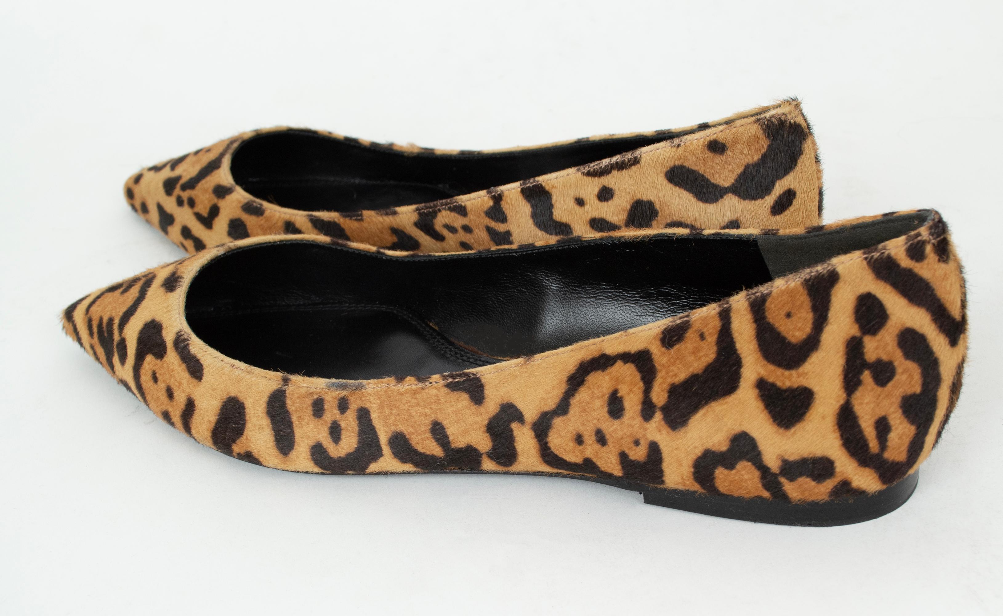Black New Ralph Lauren Purple Label Leopard Calf Hair Ballet Slides – 38.5 / 8, 2015 For Sale
