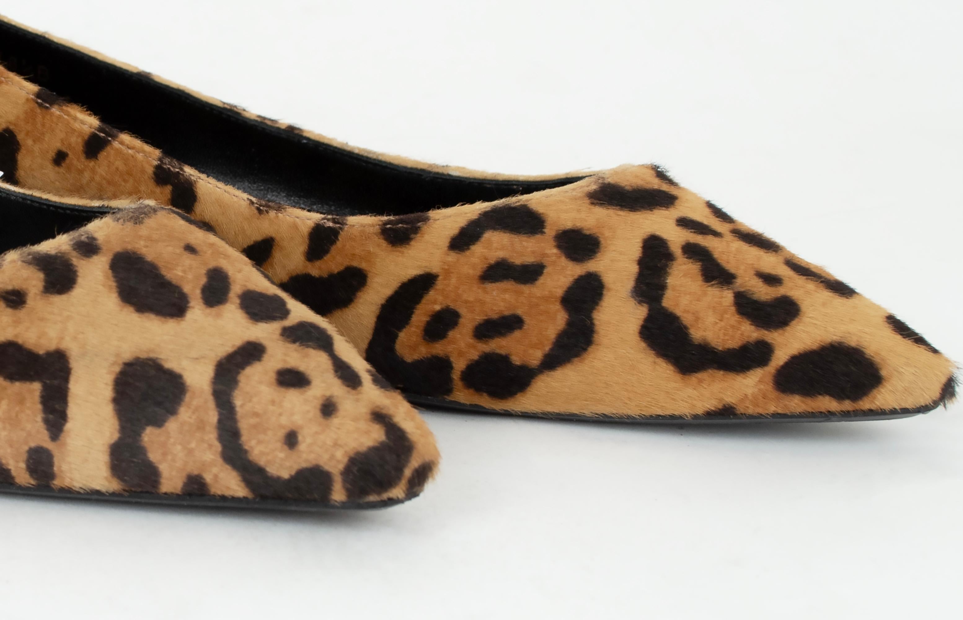 New Ralph Lauren Purple Label Leopard Calf Hair Ballet Slides – 38.5 / 8, 2015 In Excellent Condition For Sale In Tucson, AZ
