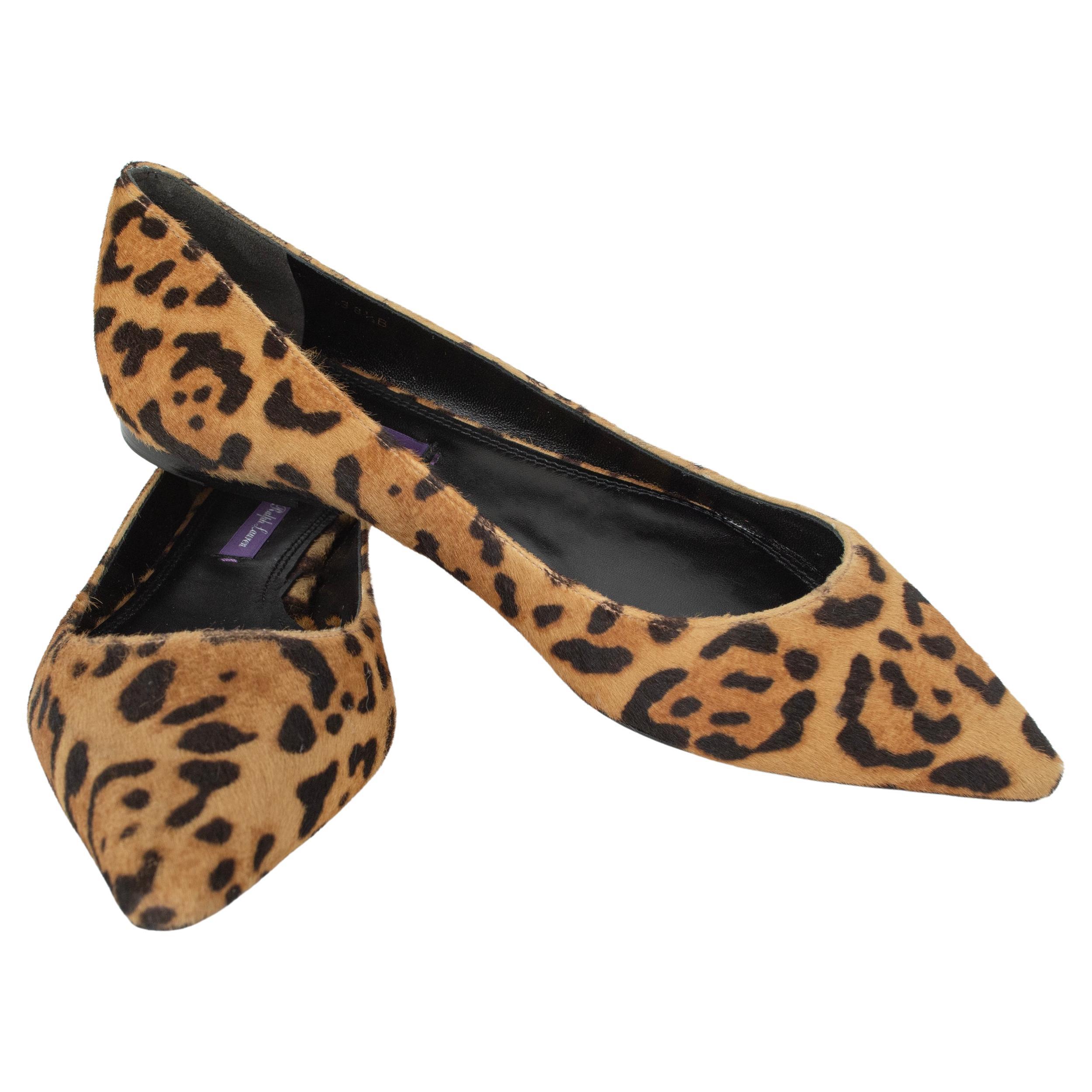 New Ralph Lauren Purple Label Leopard Calf Hair Ballet Slides – 38.5 / 8, 2015 For Sale