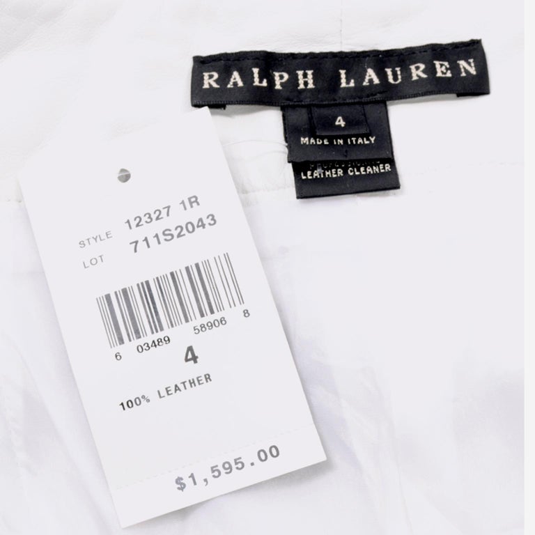 New Ralph Lauren White Leather Pants W Navy Blue Stripes w/ Original Tag  For Sale at 1stDibs