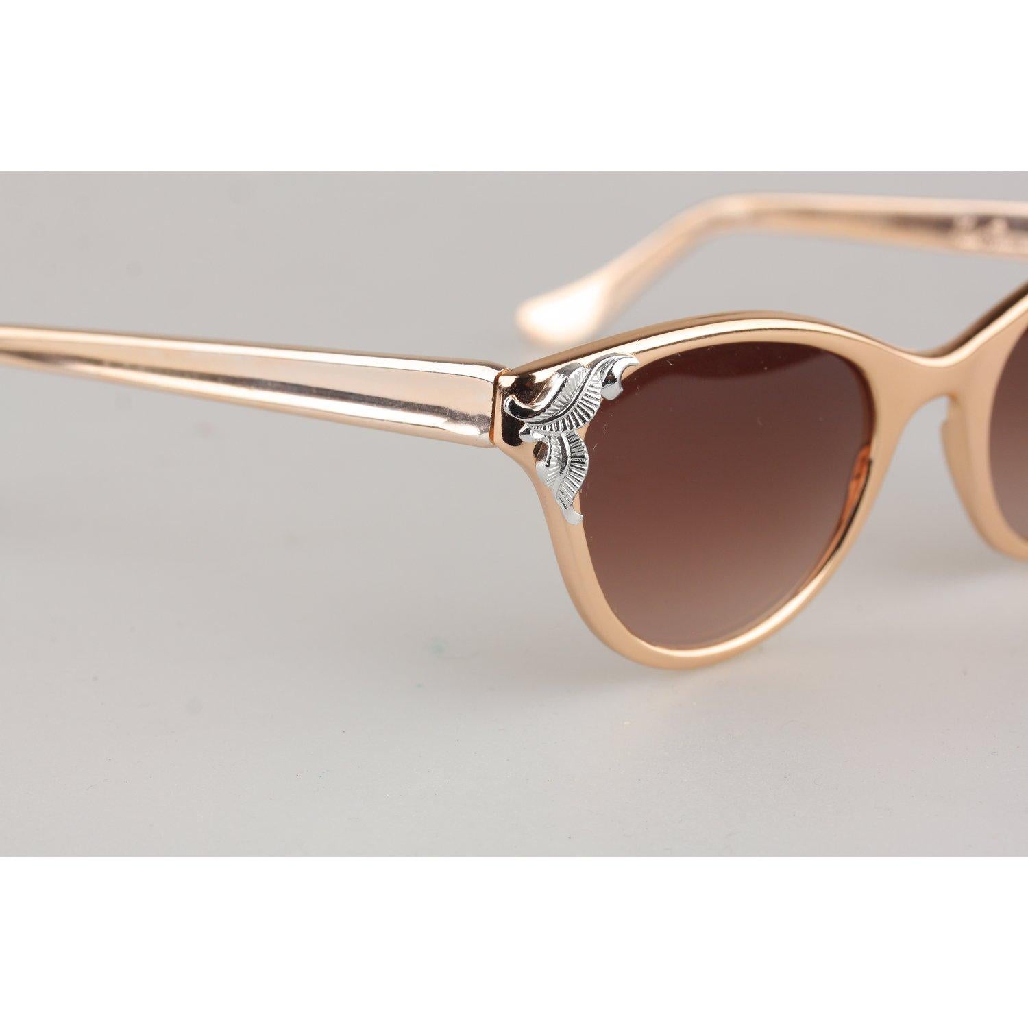 Brown New Rama Vintage 1950s Alluminium Rose Gold Cat-Eye Sunglasses 125mm Wide