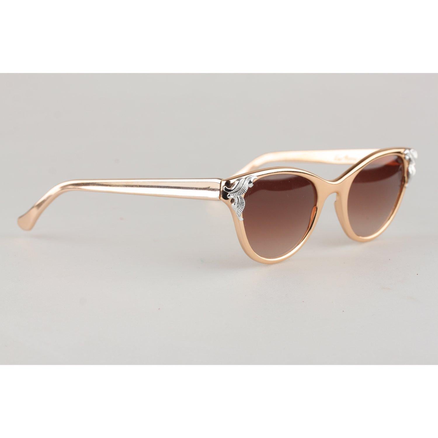 New Rama Vintage 1950s Alluminium Rose Gold Cat-Eye Sunglasses 125mm Wide In Excellent Condition In Rome, Rome