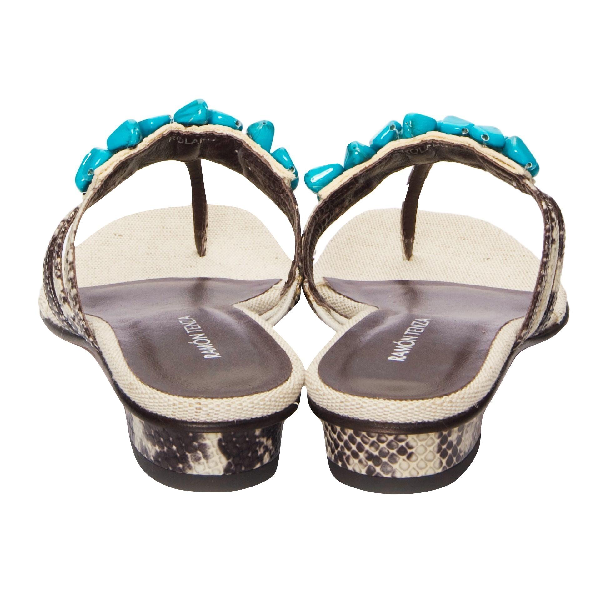turquoise flat sandals