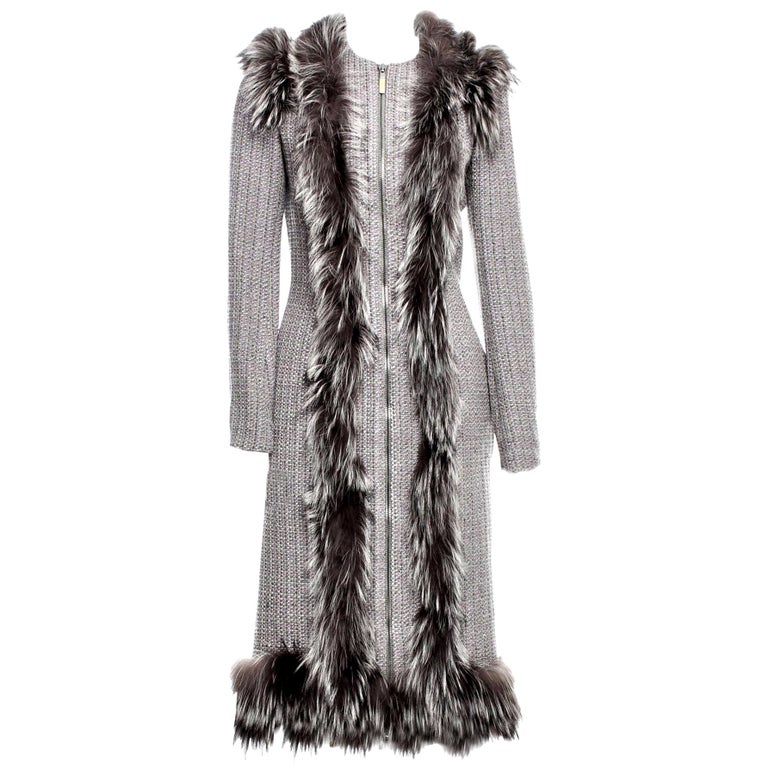 New Rare Alexander McQueen F/W 2011 Fox Fur and Wool Runway Coat Dress ...