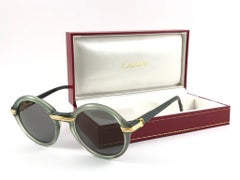 New Rare Cartier Cabriolet Round Jade & Gold 52MM 18K Sunglasses France 1990's