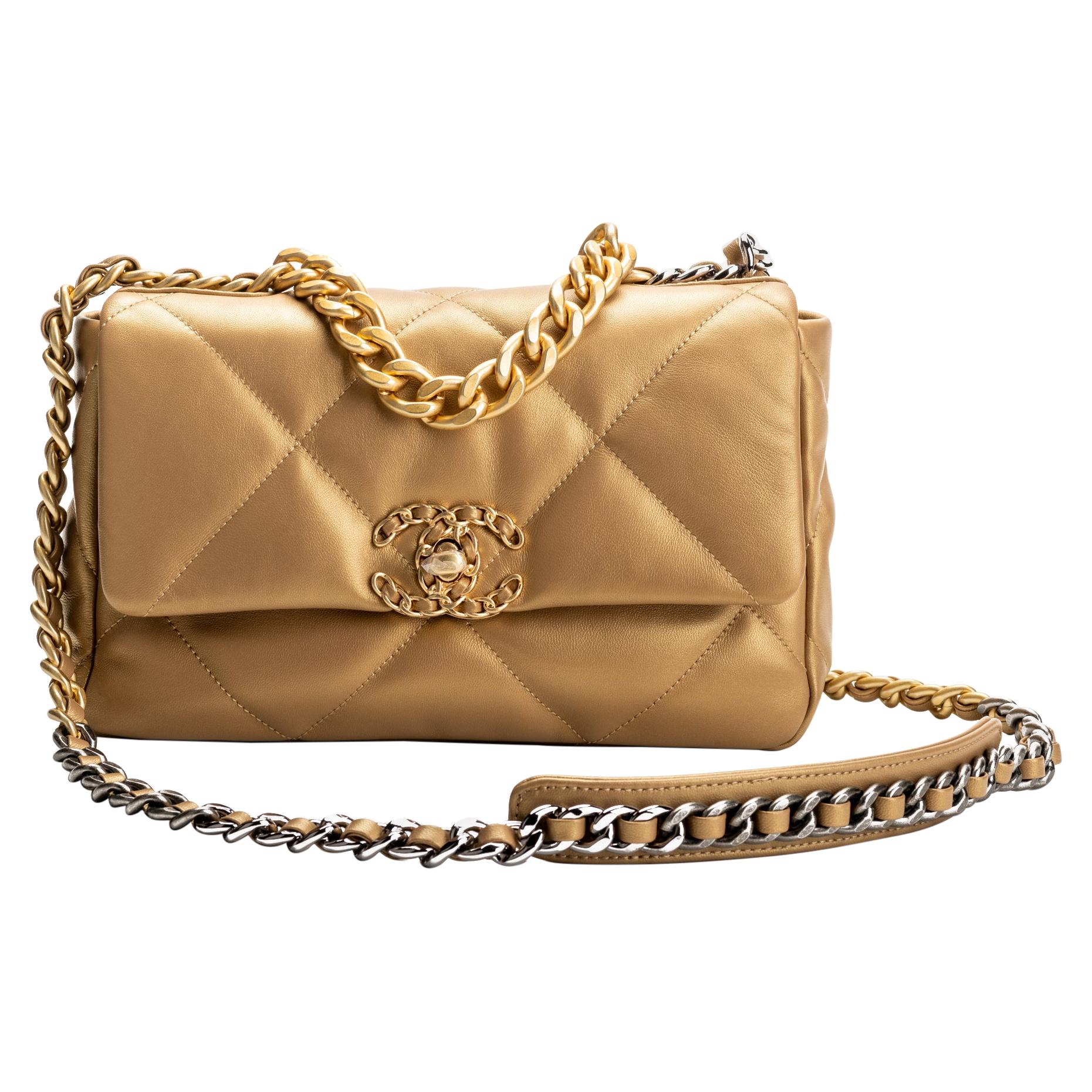 New RARE Chanel Gold 19 Bag at 1stDibs