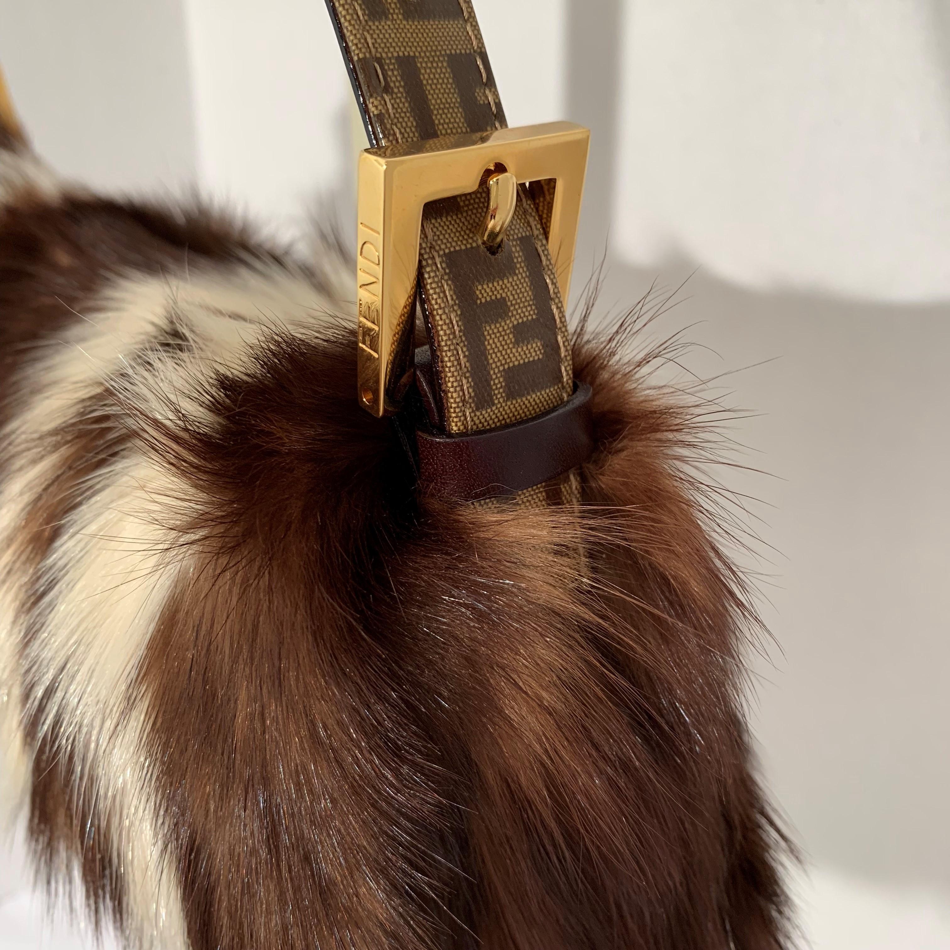 Brown New Rare Fendi Fur Baguette Bag Featured in the 15th Anniversary Book Lt Edition