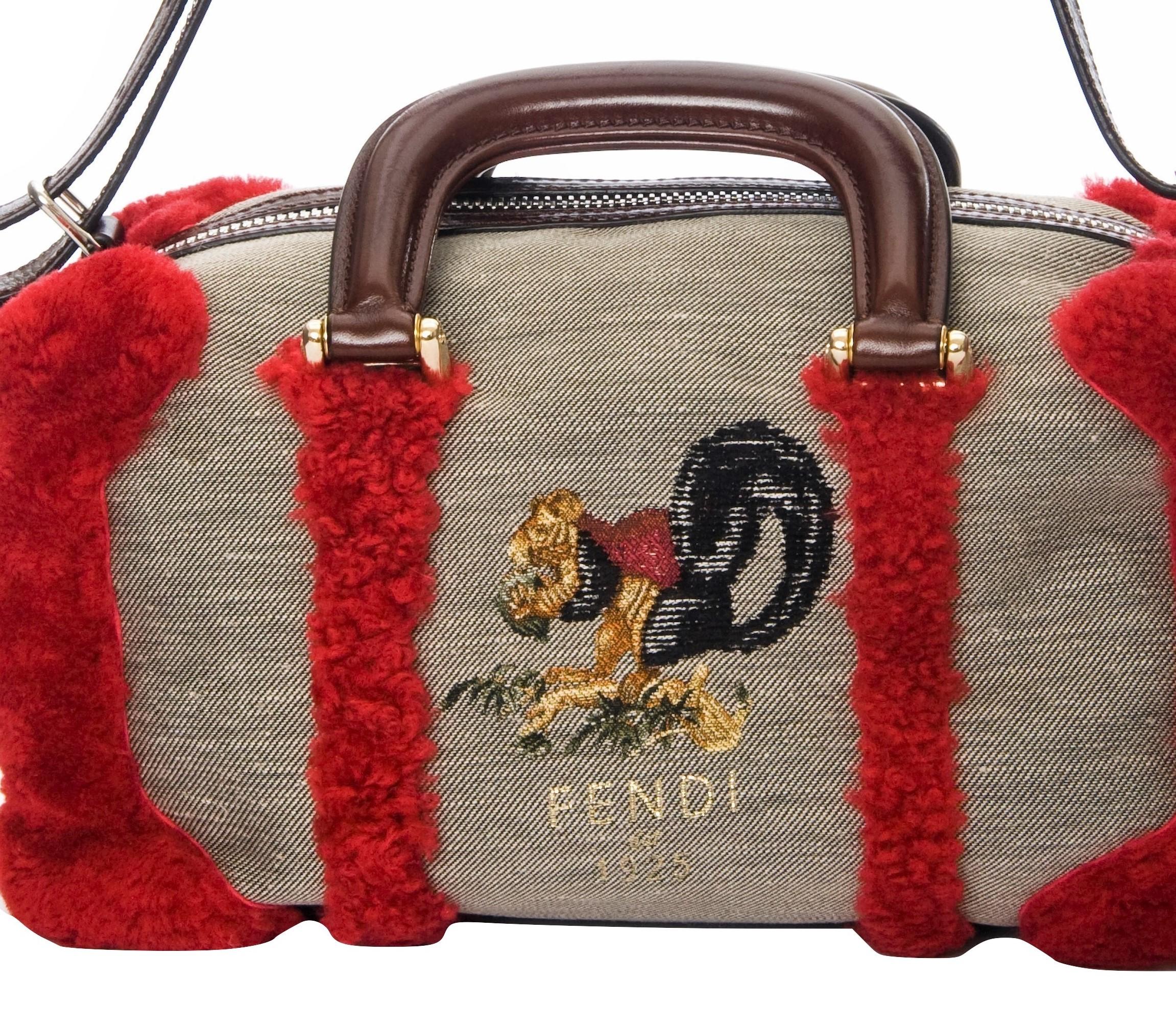 New Rare Fendi Squirrel Fall 2005 Shearling Runway Bag $3950 7