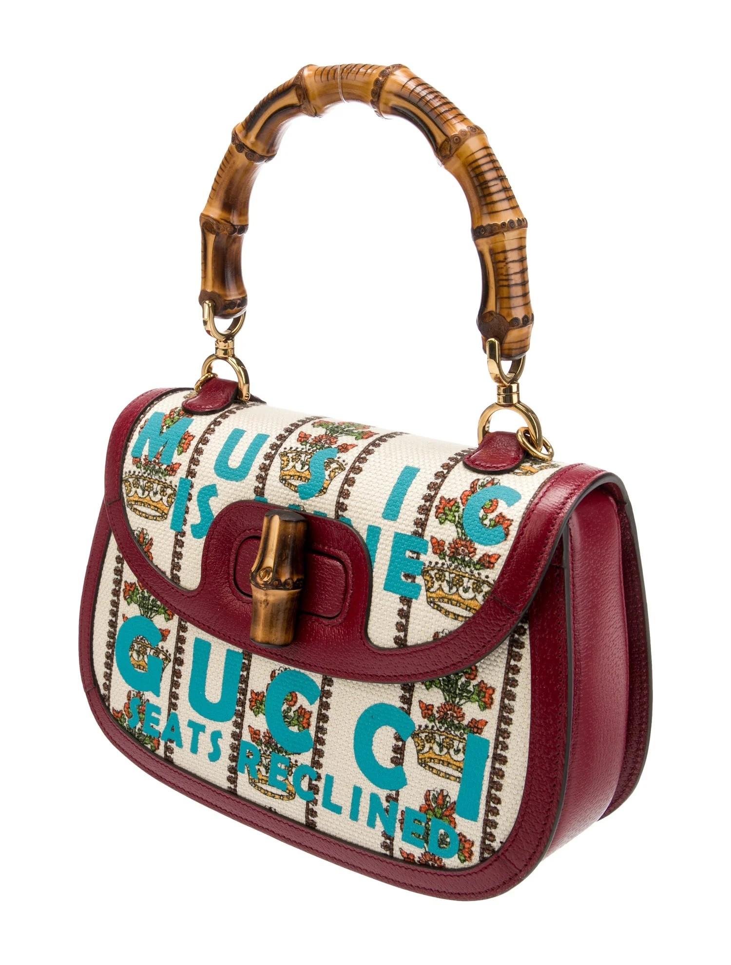Brown New Rare Gucci 100 Limited Edition Bamboo MUSIC IS MINE 1947 Medium Bag For Sale