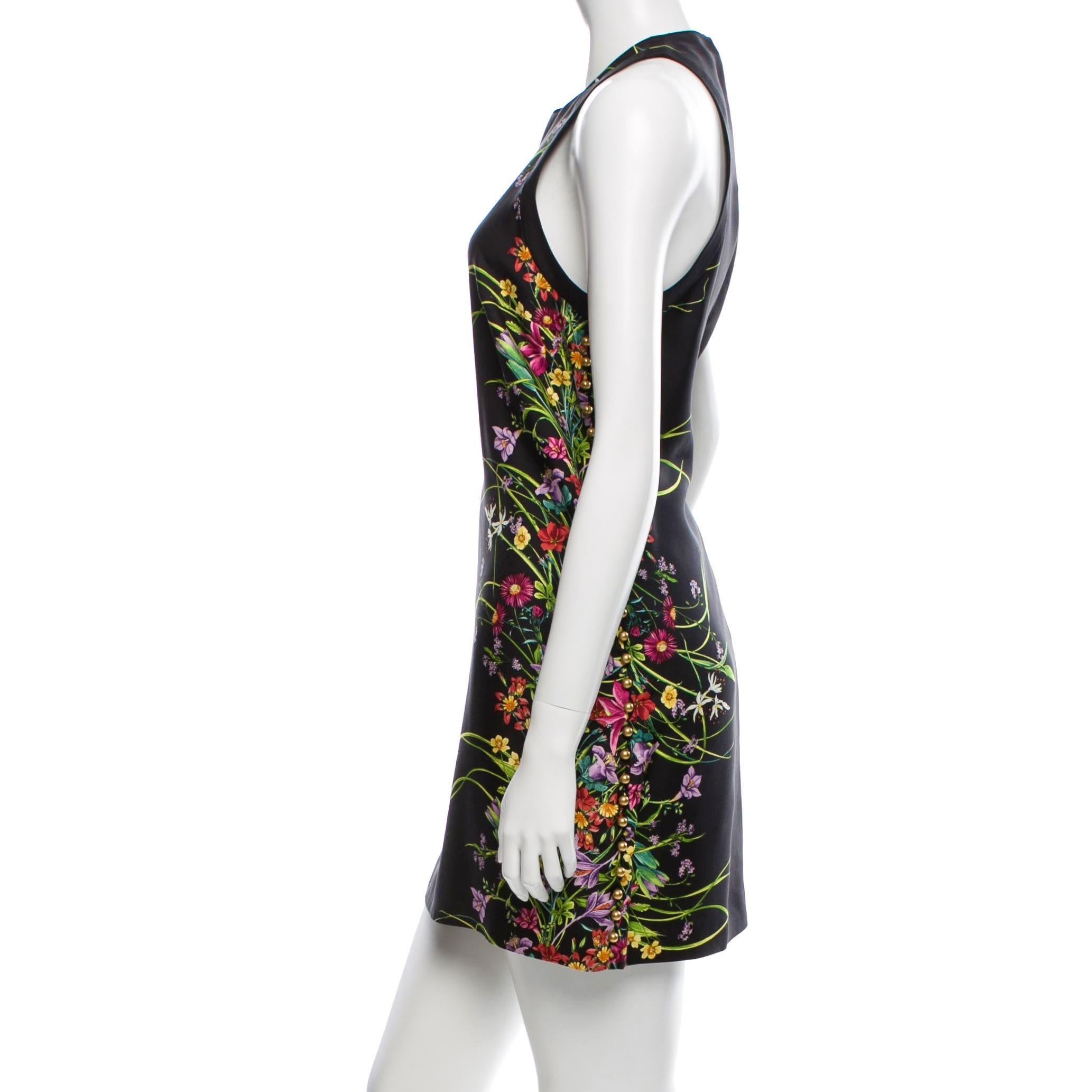 New Rare Gucci Black Flora Silk Dress S/S 2013 Sz 40 $1475 In New Condition In Leesburg, VA