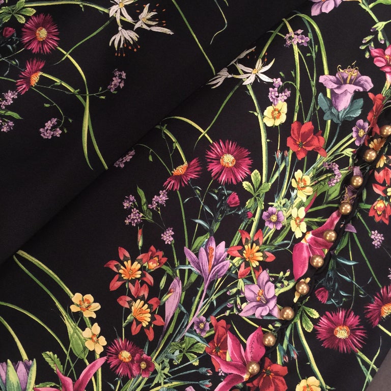 New Rare Gucci Black Flora Silk Dress S/S 2013 Sz 40 $1475 For Sale 4