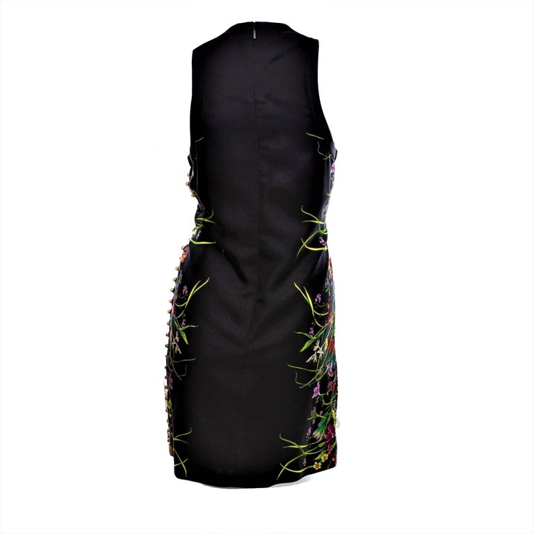 New Rare Gucci Black Flora Silk Dress S/S 2013 Sz 40 $1475 For Sale 5