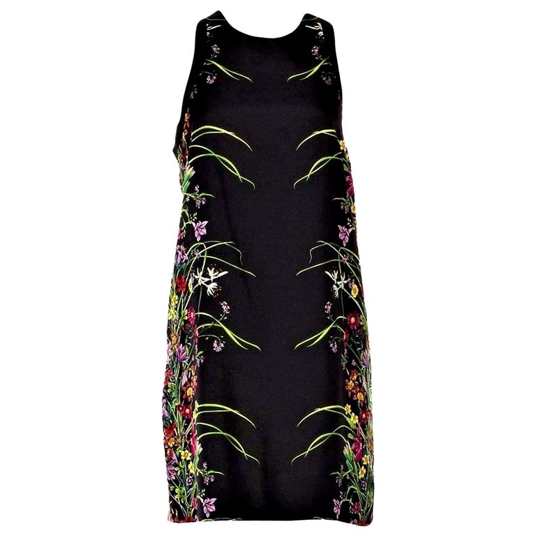 New Rare Gucci Black Flora Silk Dress S/S 2013 Sz 40 $1475 For Sale