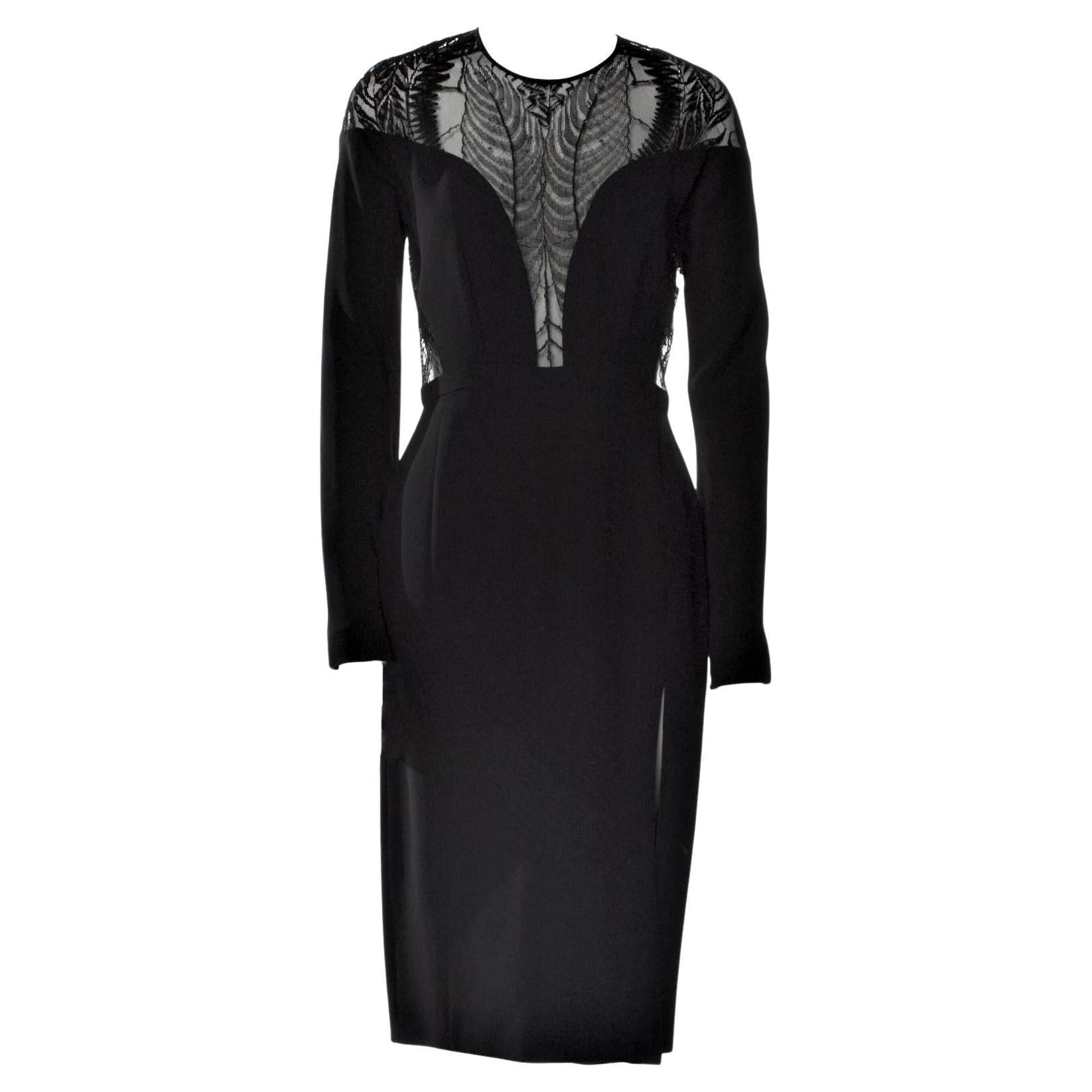 New Rare Gucci Black Spiderweb Silk Runway Dress Fall 2013 Sz 42 $2875 en vente