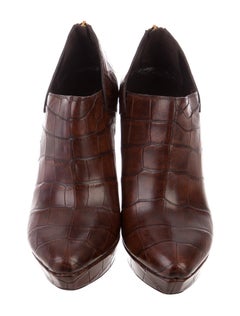 New Rare Gucci Crocodile Platform Heels Pumps Booties Boots Sz 38