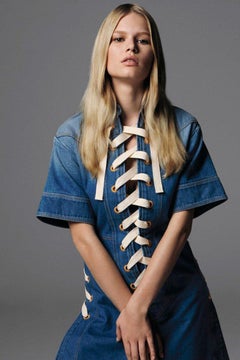 New Rare Gucci Runway Ad Denim Dress S/S 2015 Sz 38 $2950