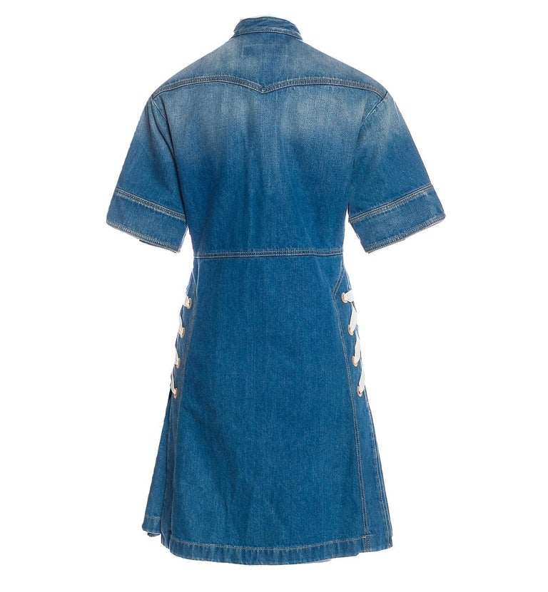 denim green dress Green Acid Washed Denim Mini Dress Large (Size 10-12)