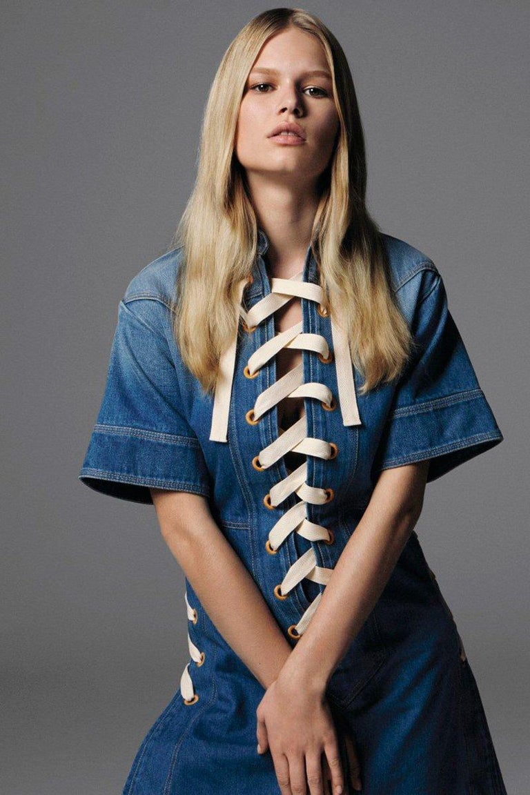 2015 women denim dress New Gucci Runway Ad Denim Dress S/S 2015 Sz 40 $2950