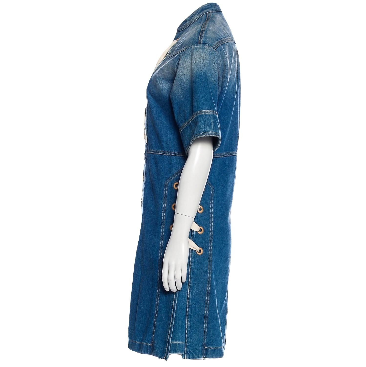 New Rare Gucci Runway Ad Denim Dress S/S 2015 Sz 40 $2950 For Sale 2