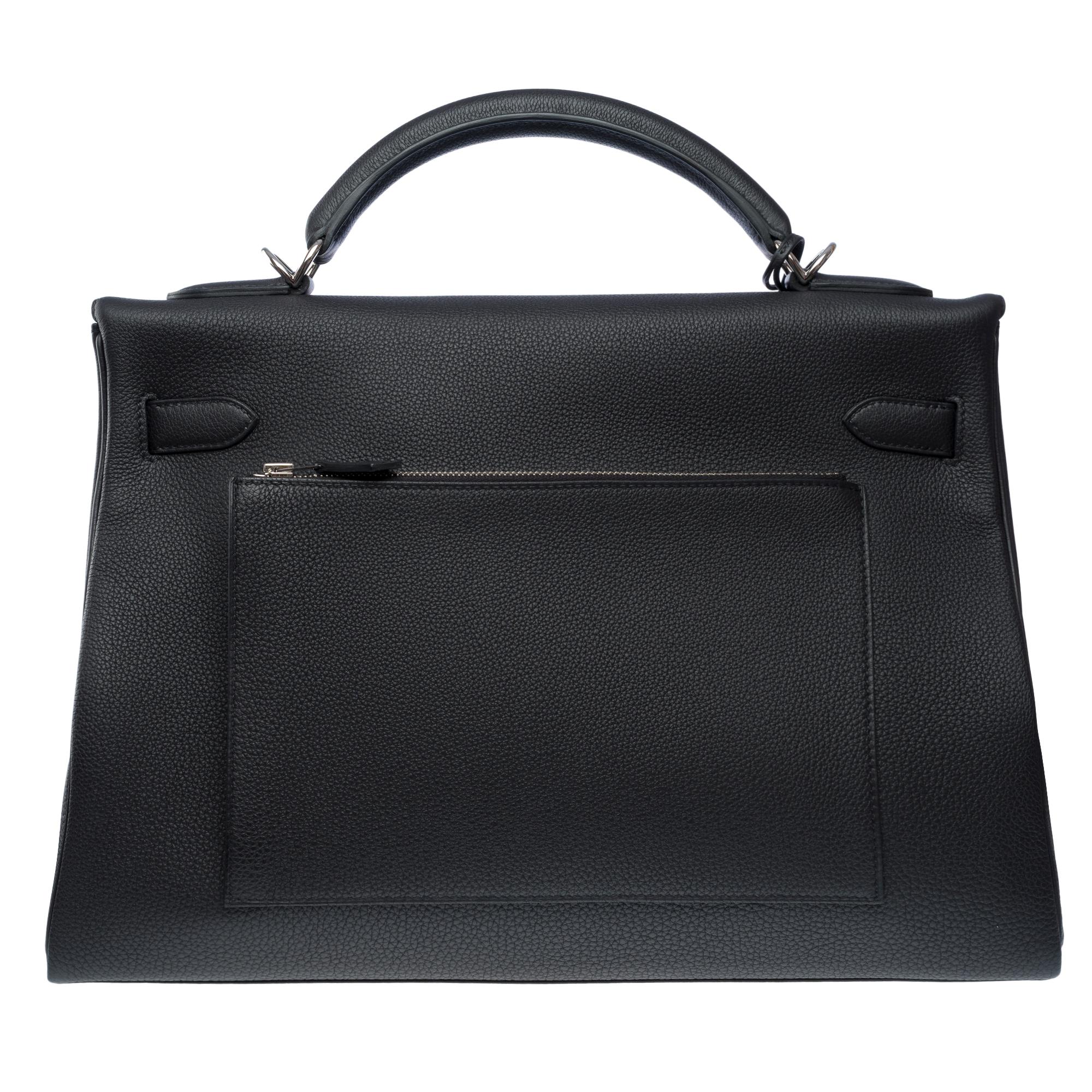 Women's New Rare Hermès Kelly 42 Max in Black Togo leather, SHW