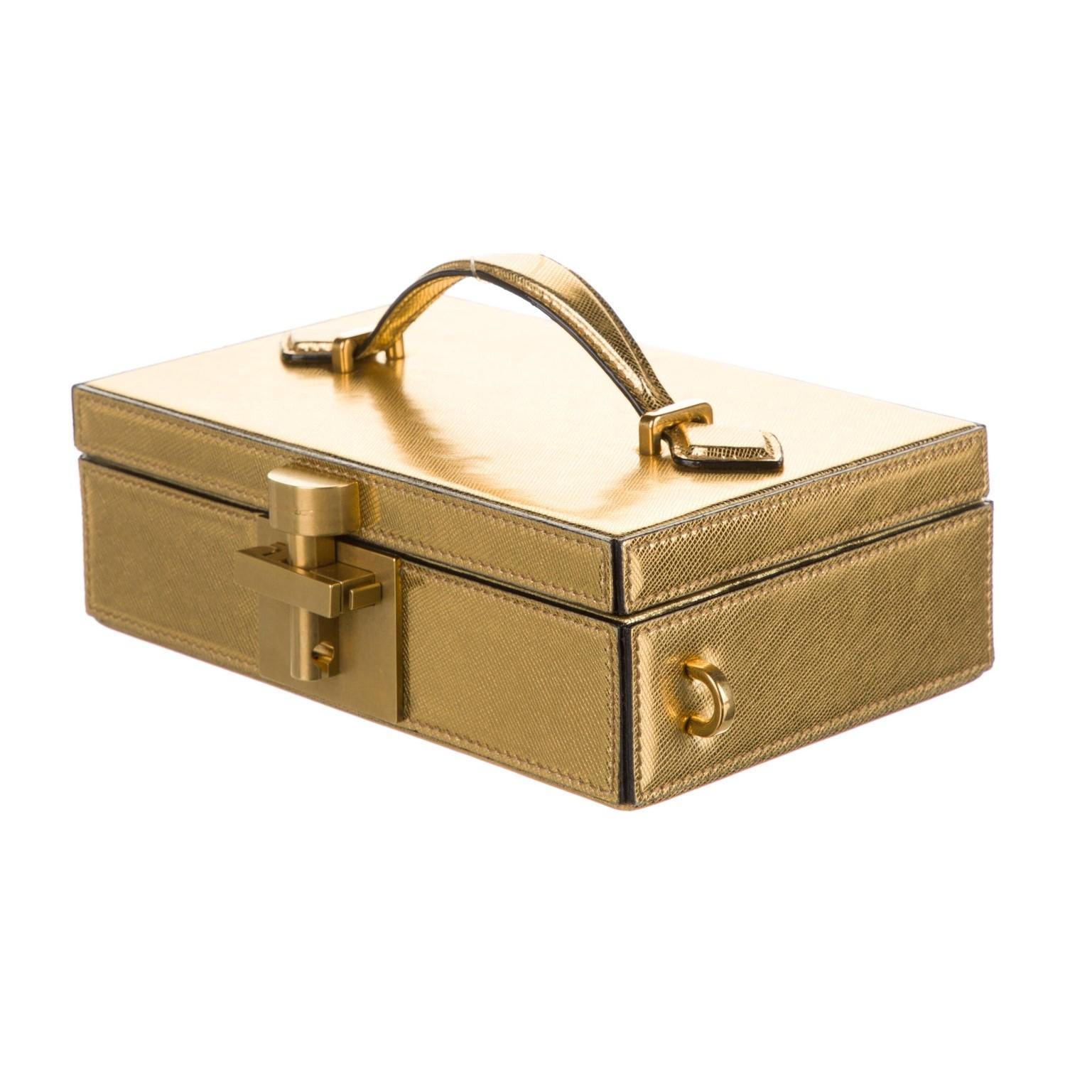 New Rare Oscar De La Renta 2020 Gold Alibi Minaudière Bag With Box & Tags $2250 2