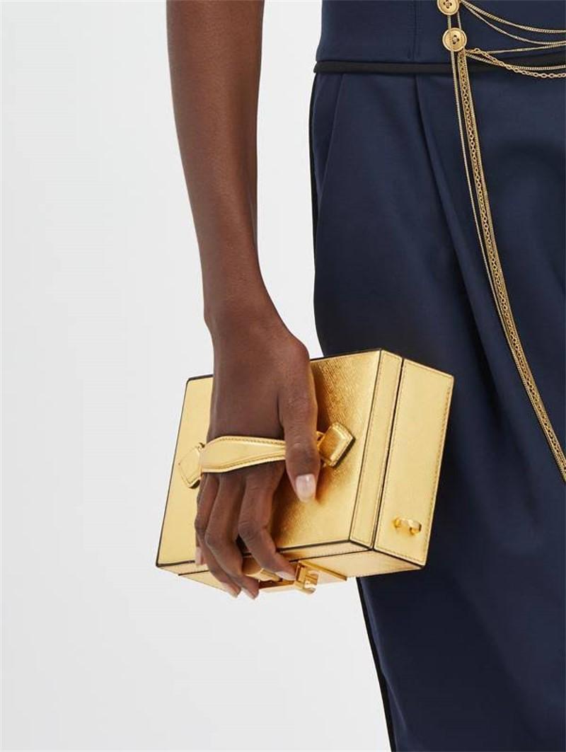 New Rare Oscar De La Renta 2020 Gold Alibi Minaudière Bag With Box & Tags $1890 9