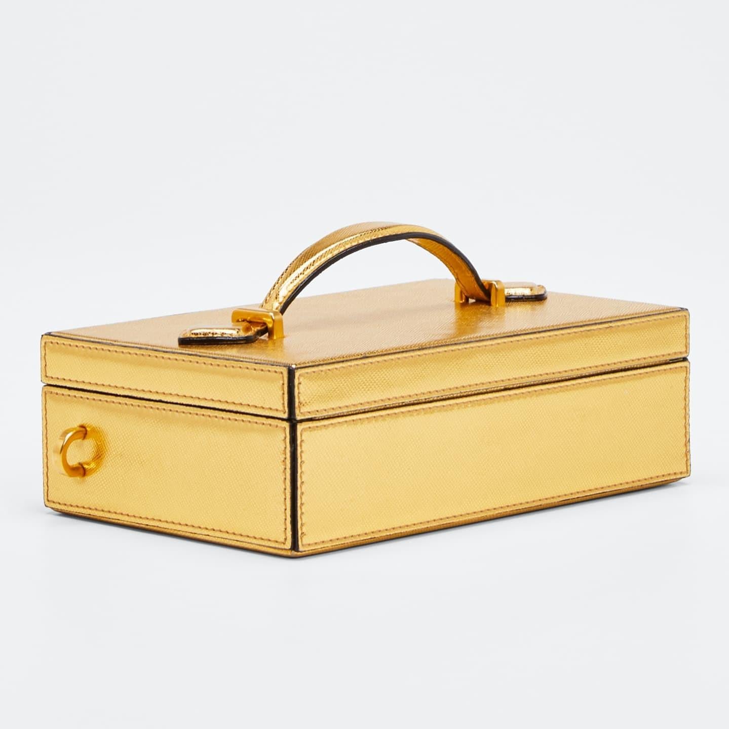 New Rare Oscar De La Renta 2020 Gold Alibi Minaudière Bag With Box & Tags $1890 10