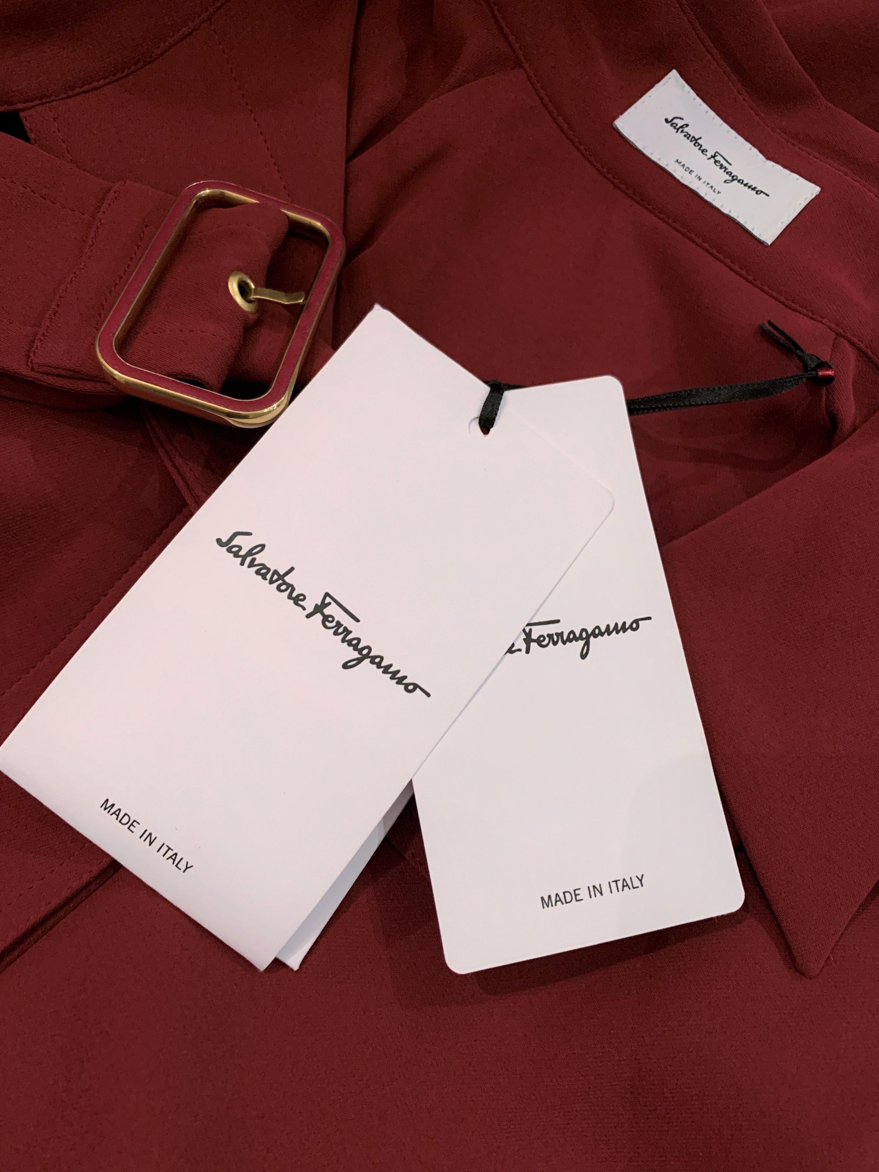 New Rare Salvatore Ferragamo Red Silk Dress F/W 2018  With Tags $3200 Sz 40 For Sale 8