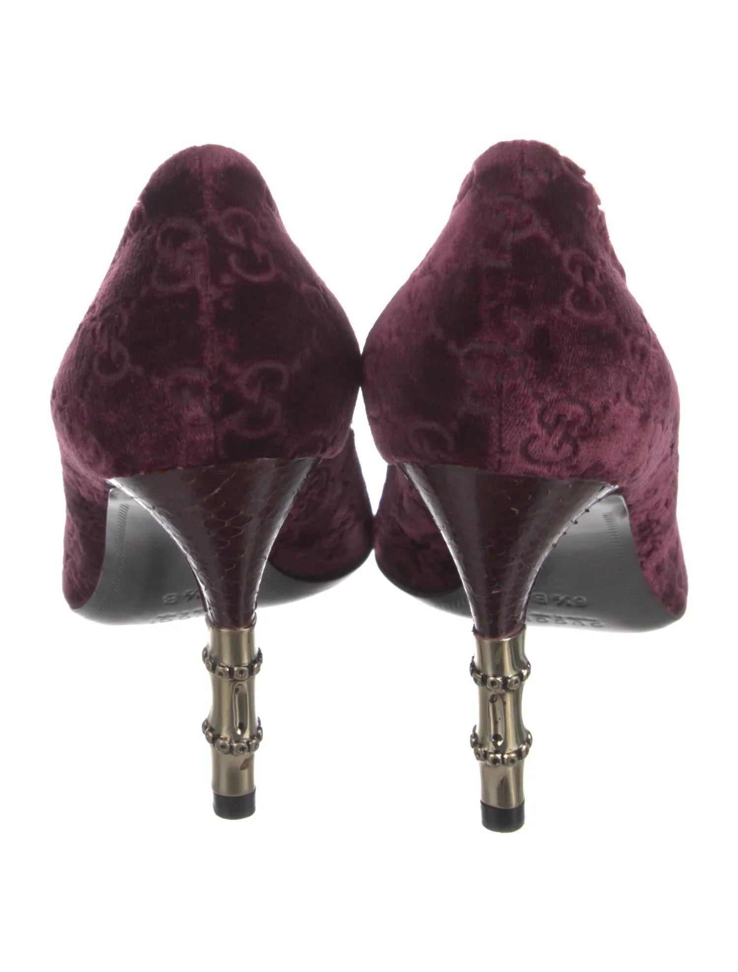 New Rare Tom Ford for Gucci GG Velvet Python Bamboo Heels Pumps Sz 6.5 Neuf à Leesburg, VA
