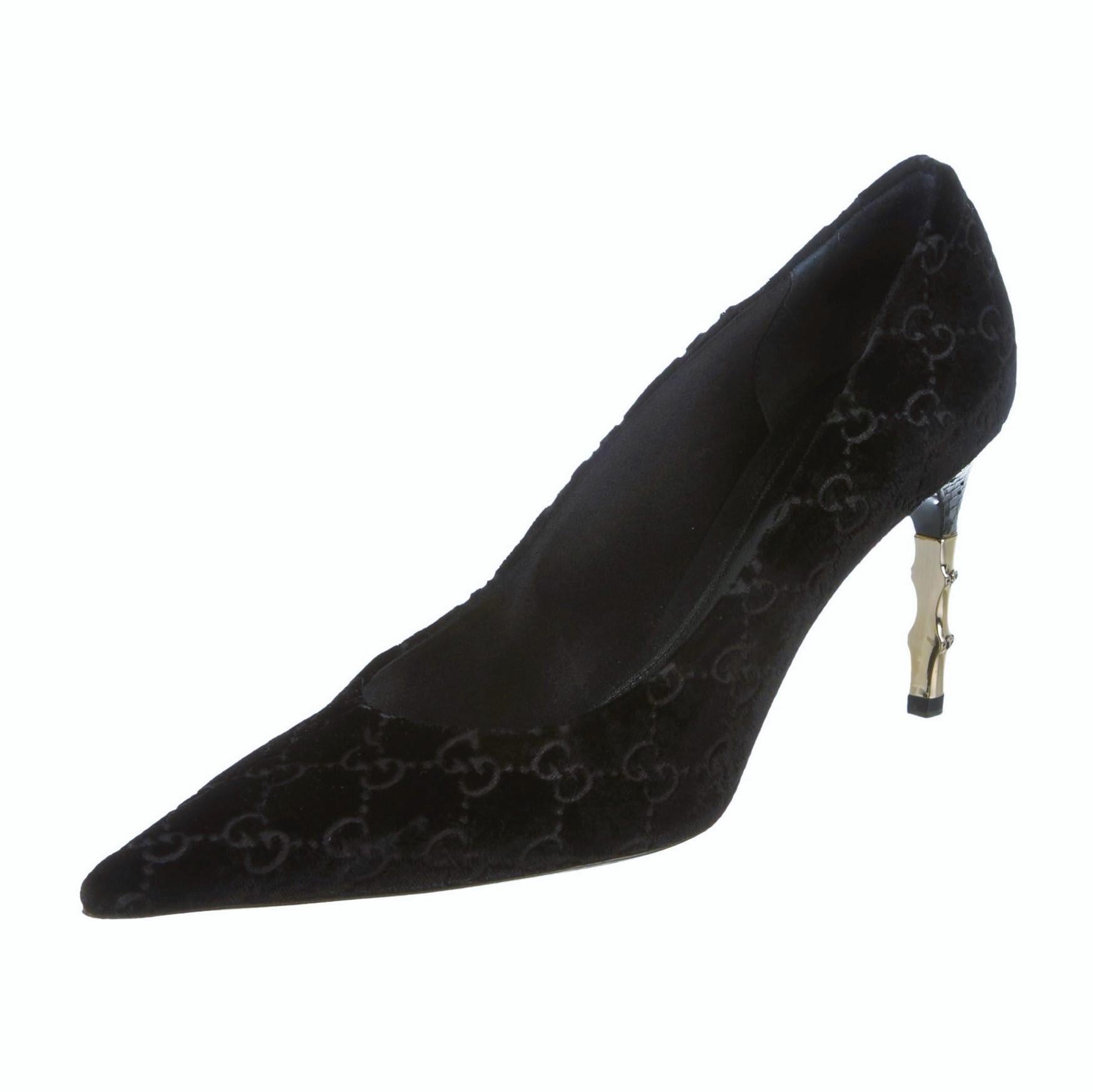 Black New Rare Tom Ford for Gucci GG Velvet Python Bamboo Heels Pumps Sz 7