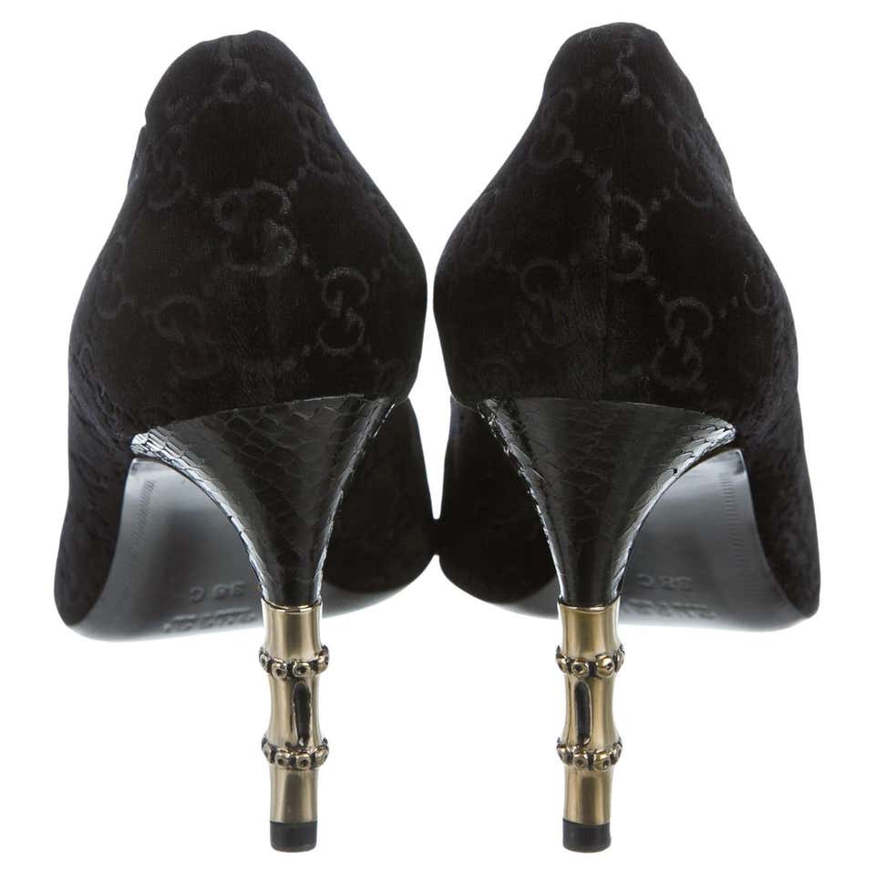 Gucci Python Mid Heels New Rare Tom Ford for Gucci GG Velvet Python Bamboo Heels Pumps Sz 6.5 ...
