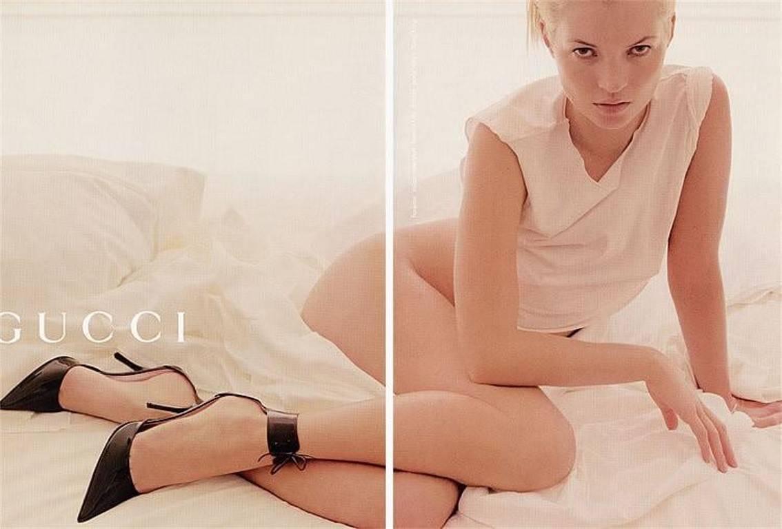 Seltene Tom Ford für Gucci Kate Moss Ad Runway Heels Pumps mit Absatz Gr. 8, neu (Schwarz) im Angebot