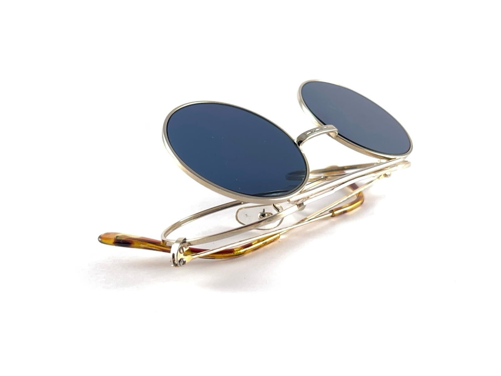 New Rare Vintage Kenzo 47/29 Hinged Silver & Gold Sunglasses 1980's Japan For Sale 6