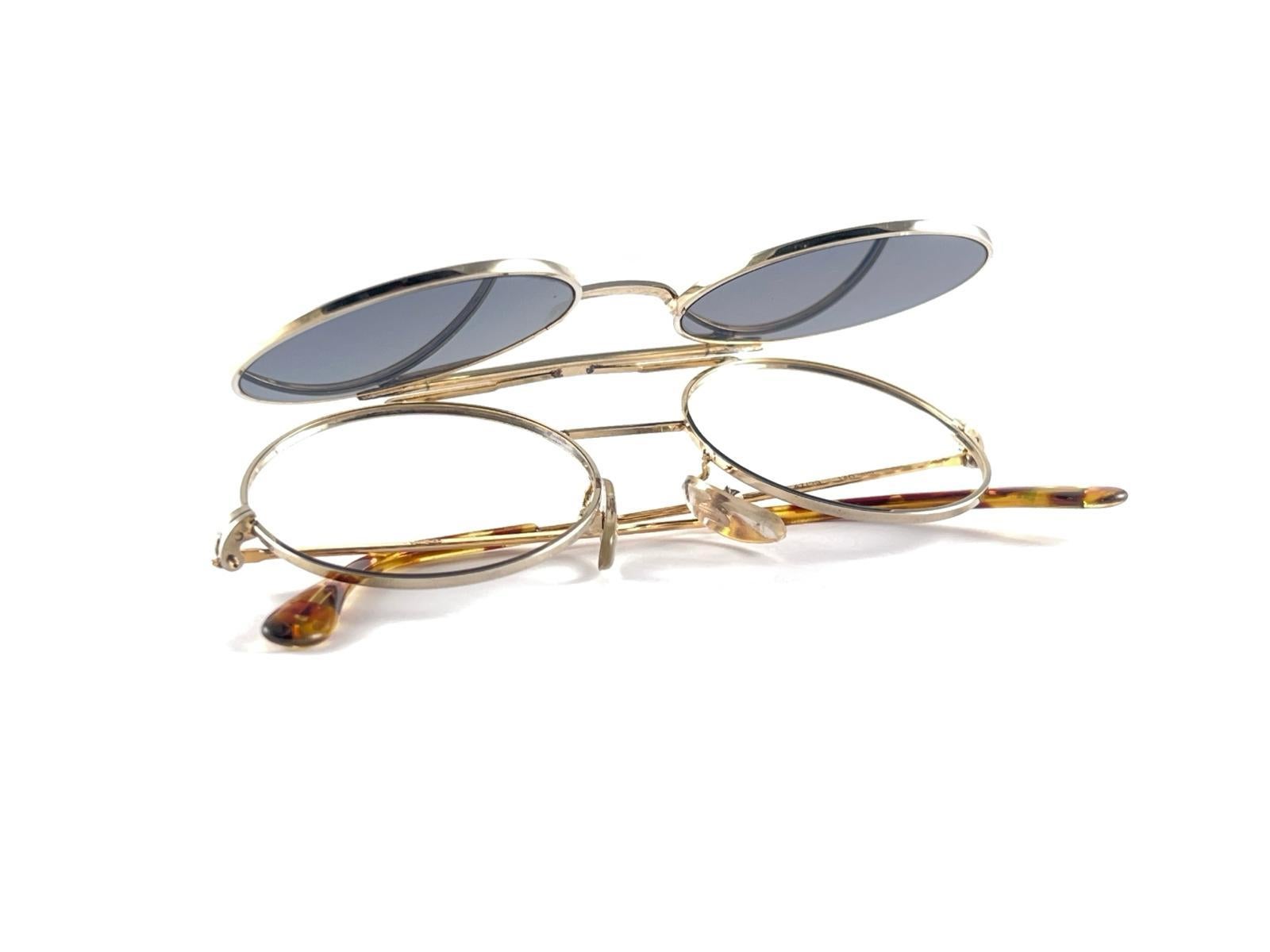 New Rare Vintage Kenzo 47/29 Hinged Silver & Gold Sunglasses 1980's Japan For Sale 5