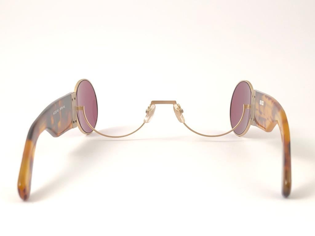 Women's or Men's New Rare Vintage Kenzo Hinged Tortoise Foldable Silver Sunglasses 1980's For Sale