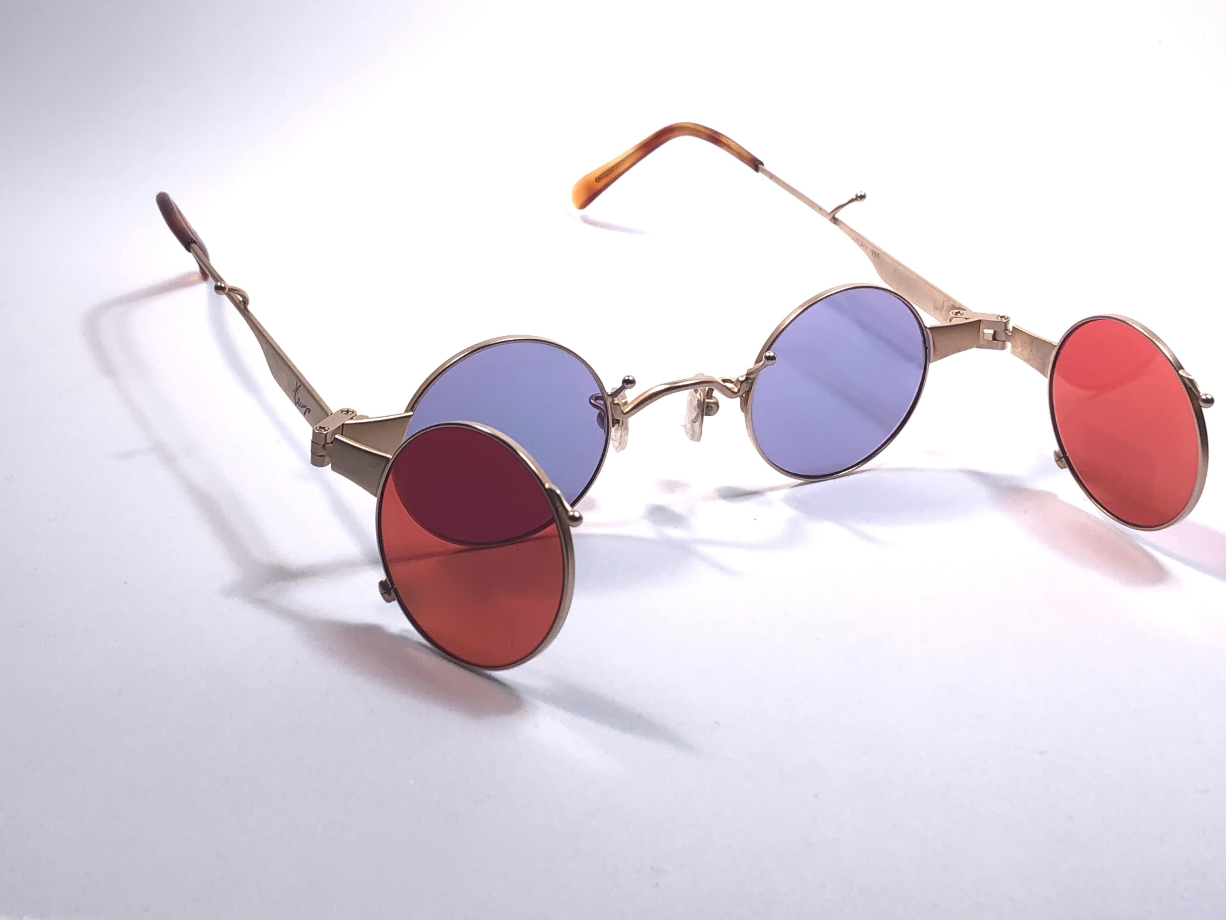 New Rare Vintage Kenzo KE2876 Hinged Gold Sunglasses 1980's Made in Japan 4