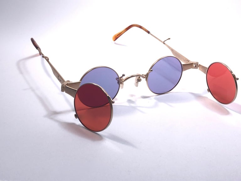 New Rare Vintage Kenzo KE2876 Hinged Gold Sunglasses 1980