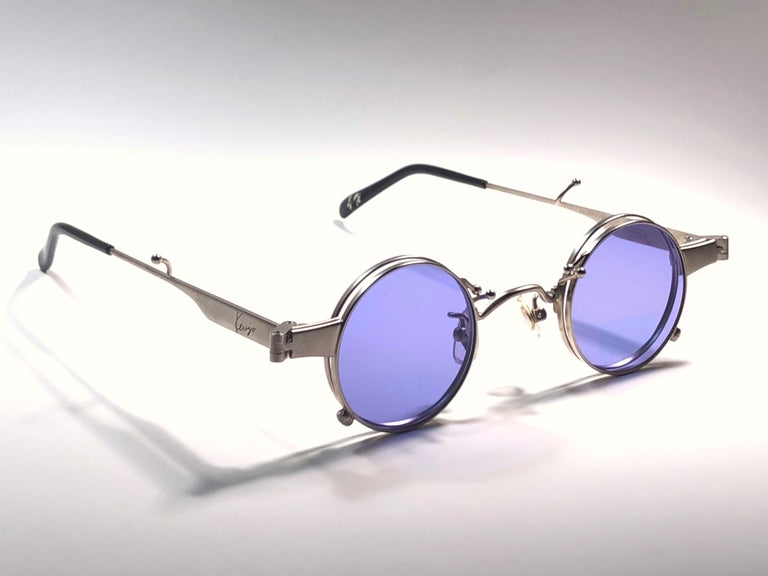 New Rare Vintage Kenzo KE2876 Hinged Silver Sunglasses 1980